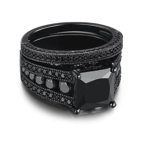 NEW 18K BLACK SAPPHIRE STERLING SILVER RING​ - Picture 4 of 7